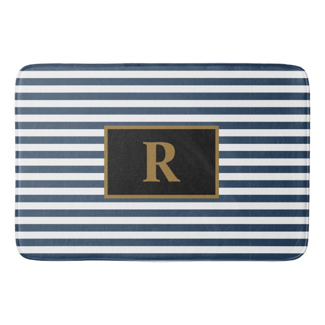 Blue/White Stripes Bath Mat (Front)