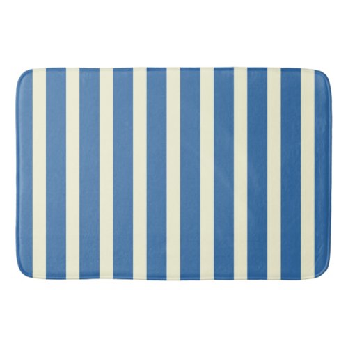 Blue white stripes bathroom mat