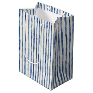 Blue White Stripes Bridal Shower Medium Gift Bag