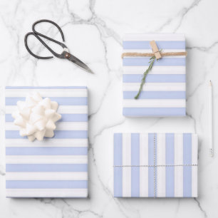 Blue & White Stripes Bridal Shower Wrapping Paper Sheets