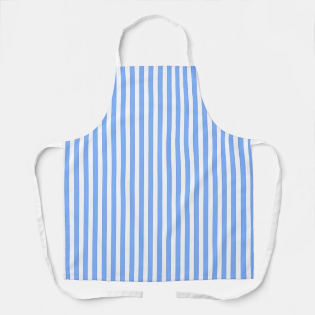 Blue  White Stripes Chef Baker Caterer Apron (Front)