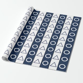 Blue White Stripes Circle Triangle Geometric 