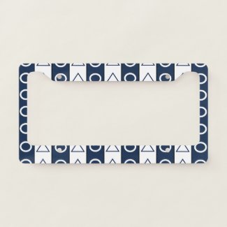 Blue White Stripes Circle Triangle Pattern
