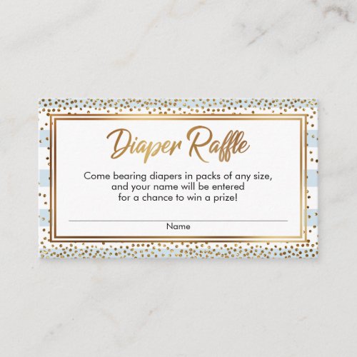 Blue  White Stripes Confetti Diaper Raffle Cards