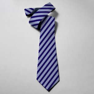 Blue & White Stripes Elegant Wedding Groomsmen Neck Tie