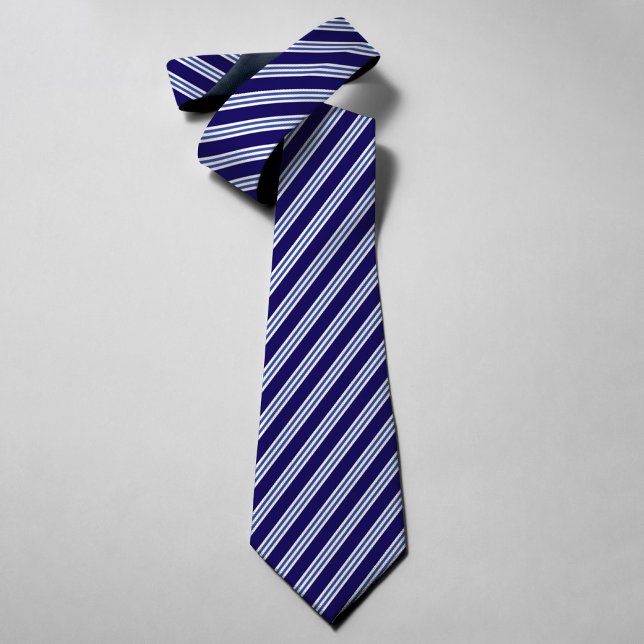 Blue & White Stripes Elegant Wedding Groomsmen Neck Tie (Creator Uploaded)