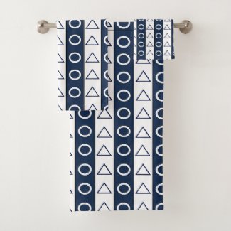 Blue White Stripes Geometric Circle Triangle 