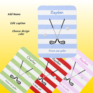 Blue white stripes golf text add name baby blanket