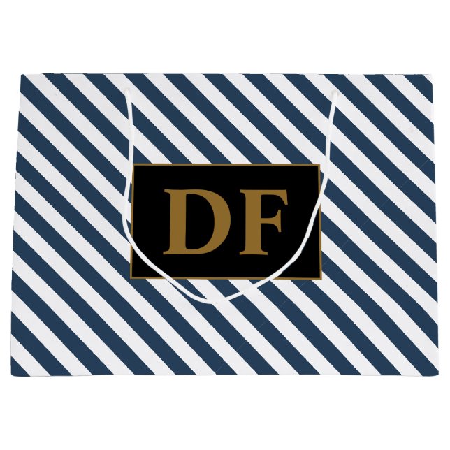 Blue/White Stripes Large Gift Bag (Front)