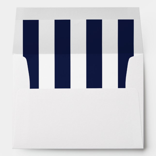 Blue & White Stripes Modern Striped Invitation Envelope (Back (Bottom))