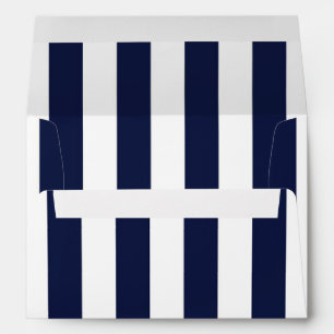 Blue & White Stripes Modern Striped Invitation Envelope