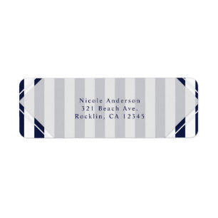 Blue & White Stripes Modern Striped Invitation Label