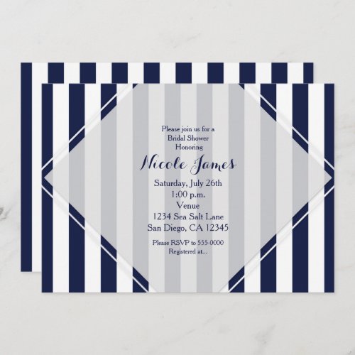 Blue  White Stripes Modern Striped Invitations