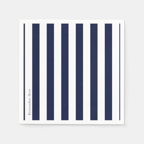 Blue  White Stripes Modern Striped Personalized Napkins