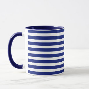 Blue White Stripes Pattern Chinoiserie Coastal Mug