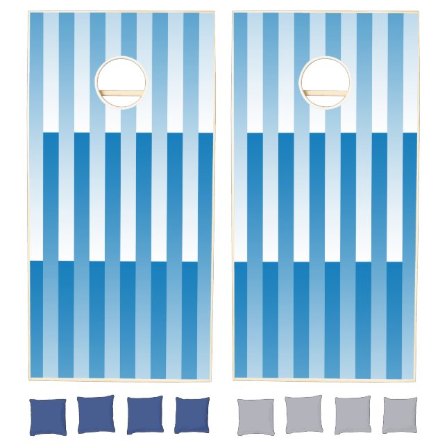 Blue White Stripes Pattern Cornhole Set (Set)