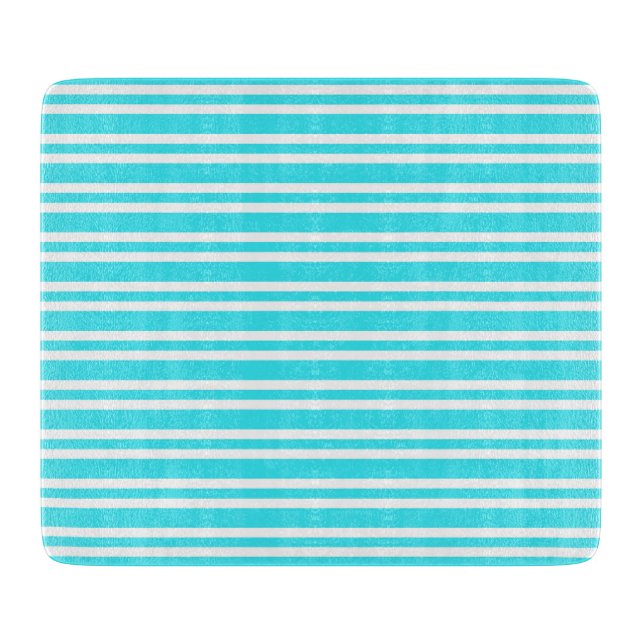 Blue White Stripes Pattern Cutting Board (Front)