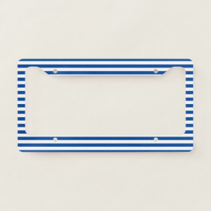 Blue White Stripes pattern License Plate Frame