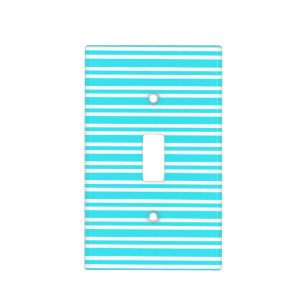 Blue White Stripes Pattern Light Switch Cover