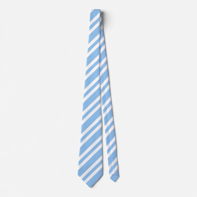 Blue White Stripes Pattern Neck Tie (Front)