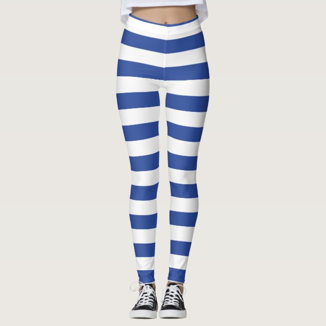 blue white stripes pattern tights (Front)