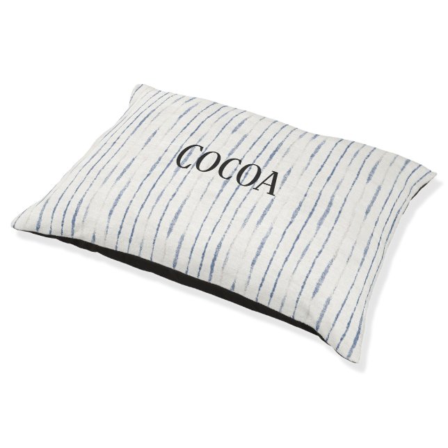 Blue White Stripes   Pet Bed (Angled)