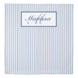 Blue White Stripes  Reversible Grey White Stripes Duvet Cover