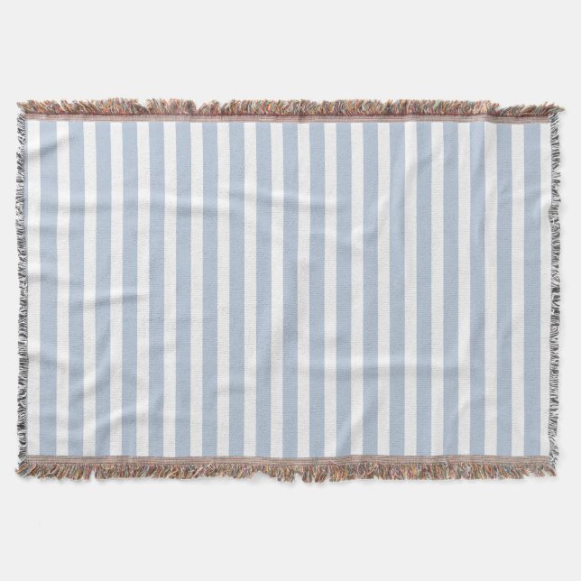 Blue White Stripes Throw Blanket (Front)