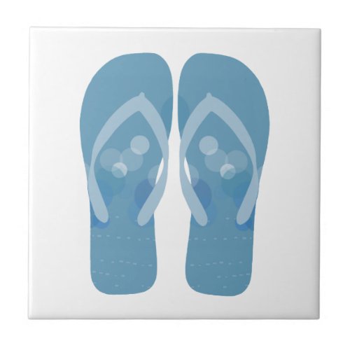 Blue White Summer Beach Flip Flops Ceramic Tile