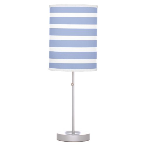 Blue White Summer Coastal Stripe Pattern Table Lamp