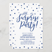 Blue & White | Surprise Adult Birthday Party Invitation (Front/Back)
