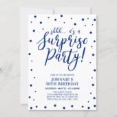 Blue & White | Surprise Adult Birthday Party Invitation (Front)