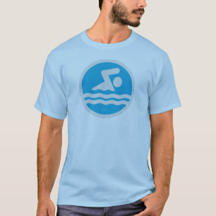 Blue & White Swim T-shirt for Swimmers or Coaches