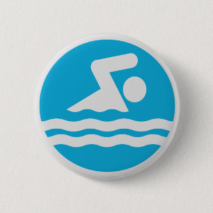 Blue & White Swimming & Diving Swimmer Swim Decal Button