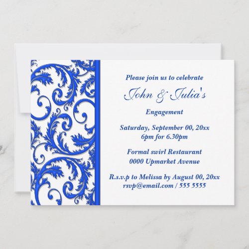 Blue white swirl engagement anniversary CUSTOM Custom Announcement