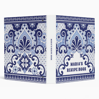 Blue & White Talavera Mexican Tile Recipe 3 Ring Binder