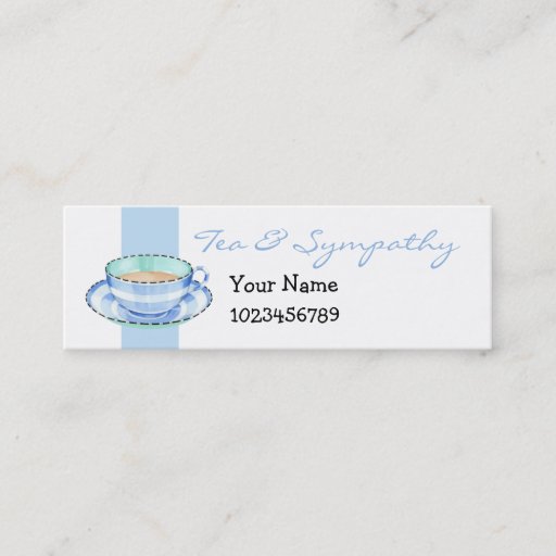 Customizable Blue White Teacup white blue small Business Card