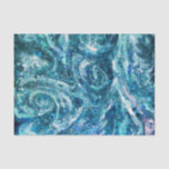 Blue White Teal Sea Waves Splash Abstraction Tissue Paper