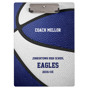 blue white team colors basketball coach clipboard