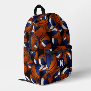 blue white team colors basketballs pattern printed backpack