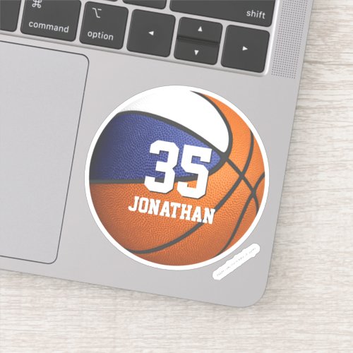 blue white team colors boys basketball sticker