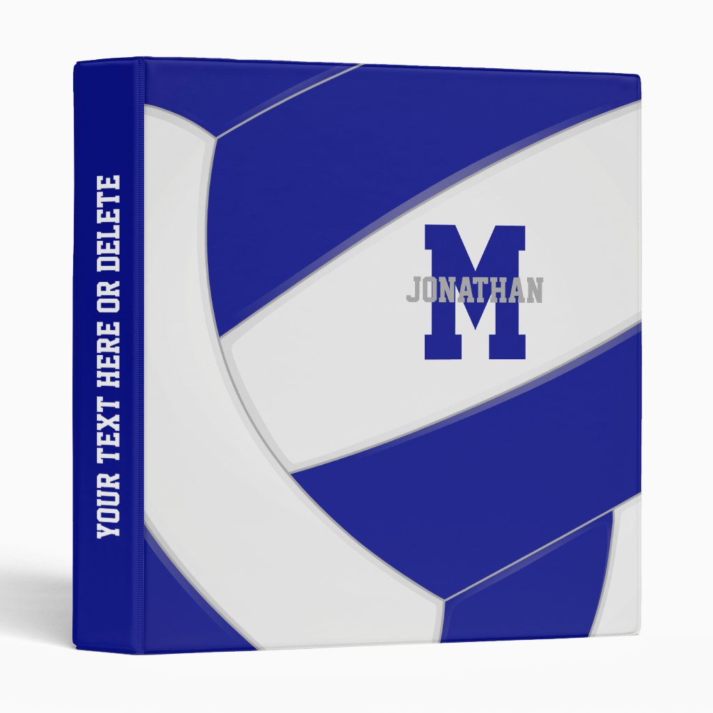 blue white team colors boys girls volleyball binder