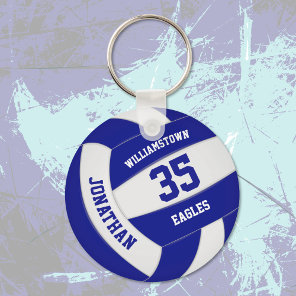 blue white team colors boys girls volleyball keychain