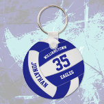 Blue White Team Colors Boys Girls Volleyball Keychain at Zazzle