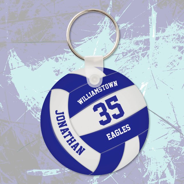 blue white team colors boys girls volleyball keychain (Creator Uploaded)