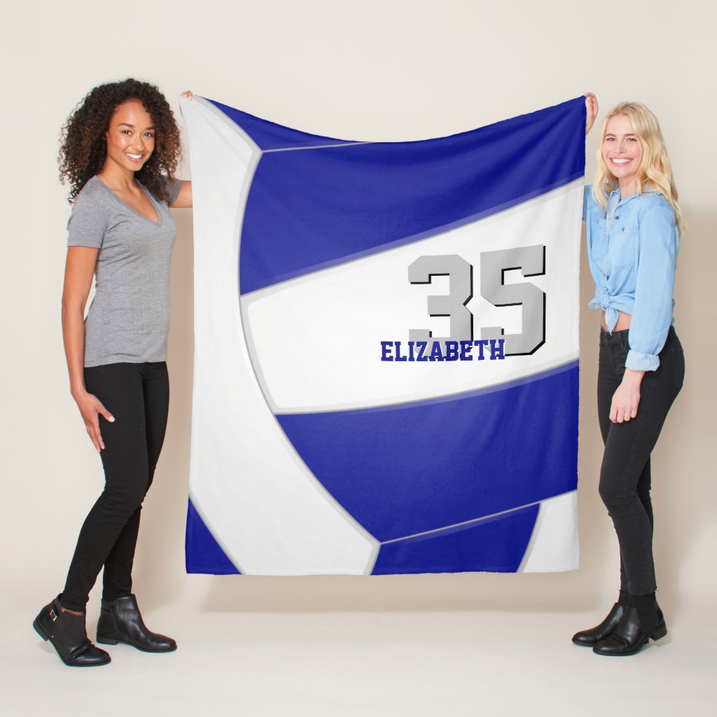 blue white team colors ginormous volleyball fleece blanket