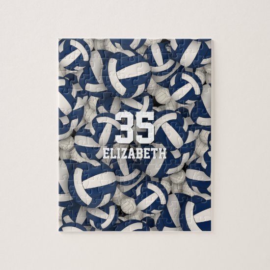 blue white team colors girls boys volleyball jigsaw puzzle