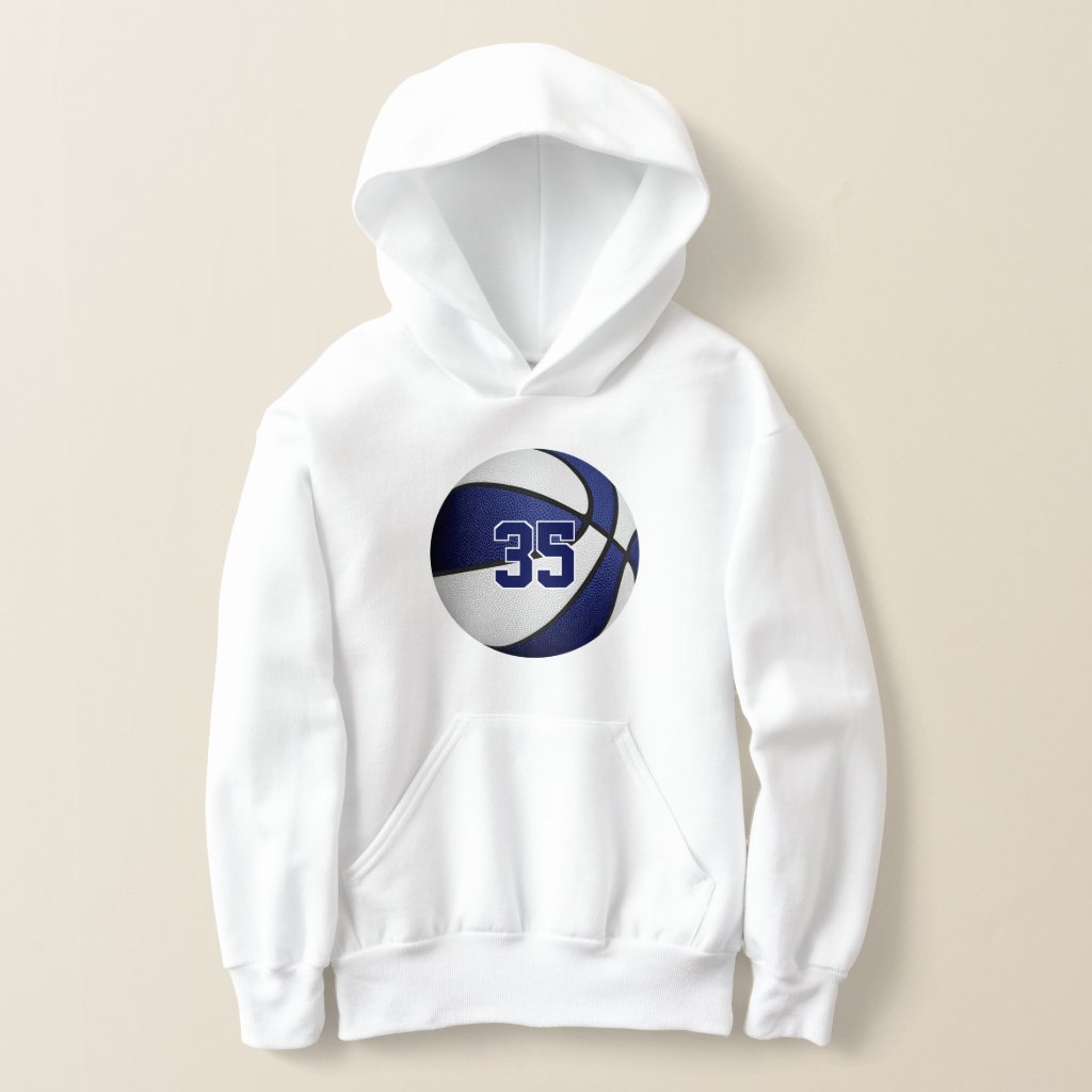 blue white team colors jersey number basketball hoodie