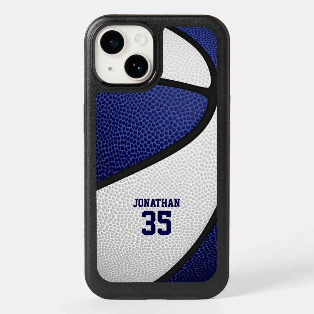 blue white team colors personalized basketball OtterBox iPhone case