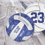 blue white team colors personalized volleyball keychain